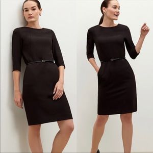 MM LaFleur • black etsuko crew neck ¾ sleeve sheath dress sz 6